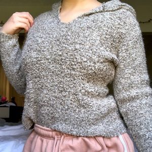 Villager Grey Knit Sweater with Hood